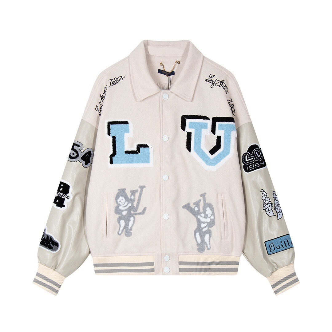 Veste monogrammée varsity Crème