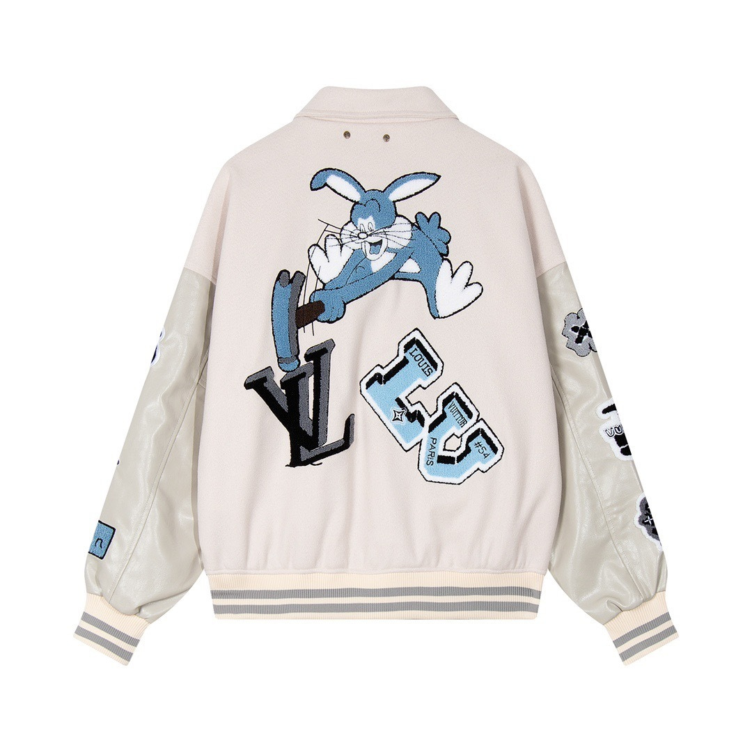 Veste monogrammée varsity Crème