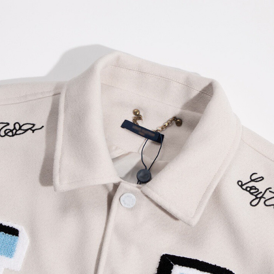 Veste monogrammée varsity Crème