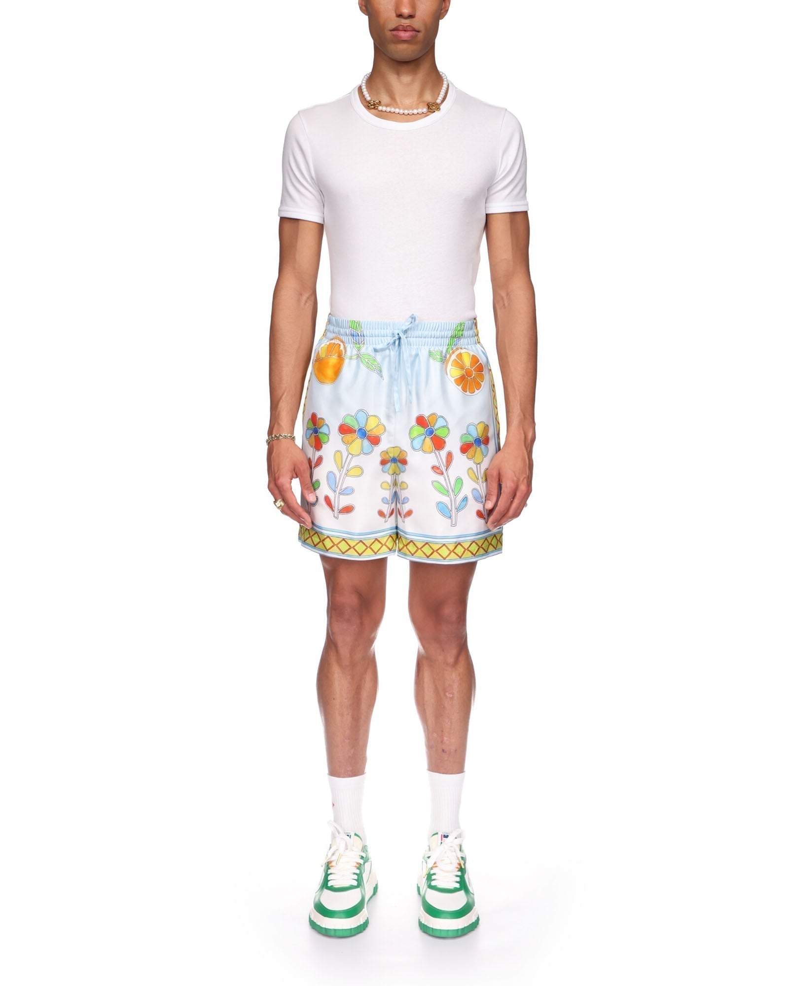 Yoruba Flowers Silk Shorts